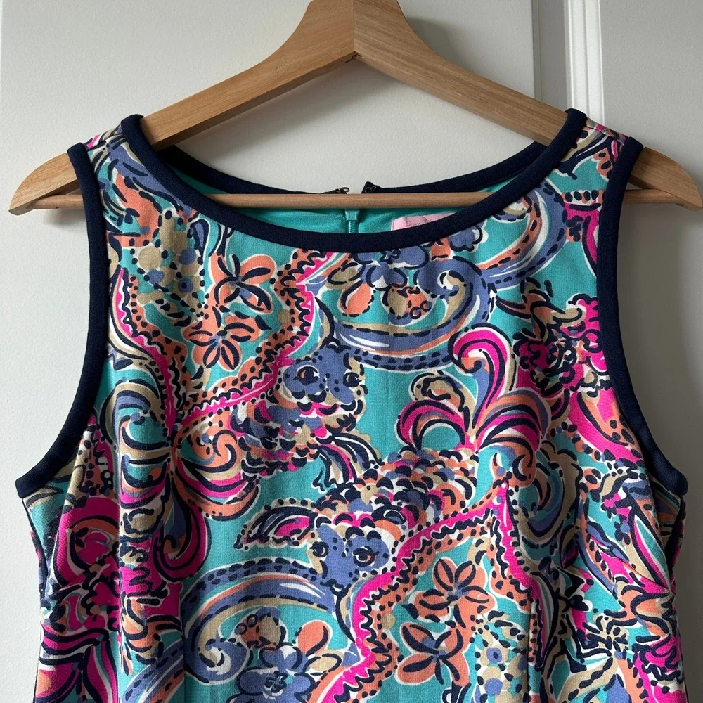 Lilly Pulitzer Francesca sheath Dress: Aqua Bait & Switch Large - Picture 3 of 12